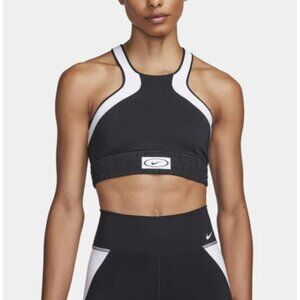 Nike Women's High-Neck Colorblock Medium-Support Sports Bra Black White XS